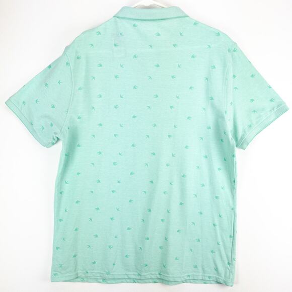 Primark Polo Men's 2XL Shirt Short Sleeve Cotton Mint Green Checks Birds NWT - Picture 9 of 11